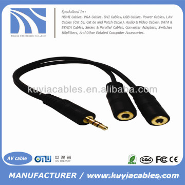 3.5mm Stereo Headphone Audio Jack Male to Dual 2 Female Double stereo Y Splitter Cable